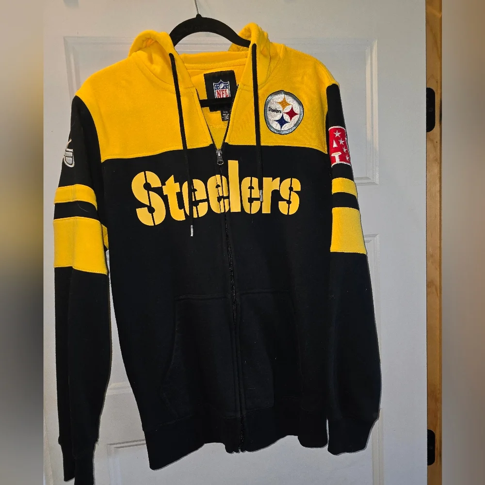 NFL Steelers Full Zip Up Yellow and‎  Fleece Hoodie